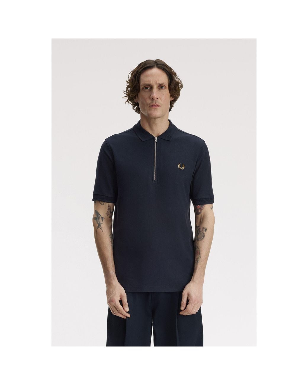 Fred Perry Blue Fred Crepe Zip Polo Sn71 for men