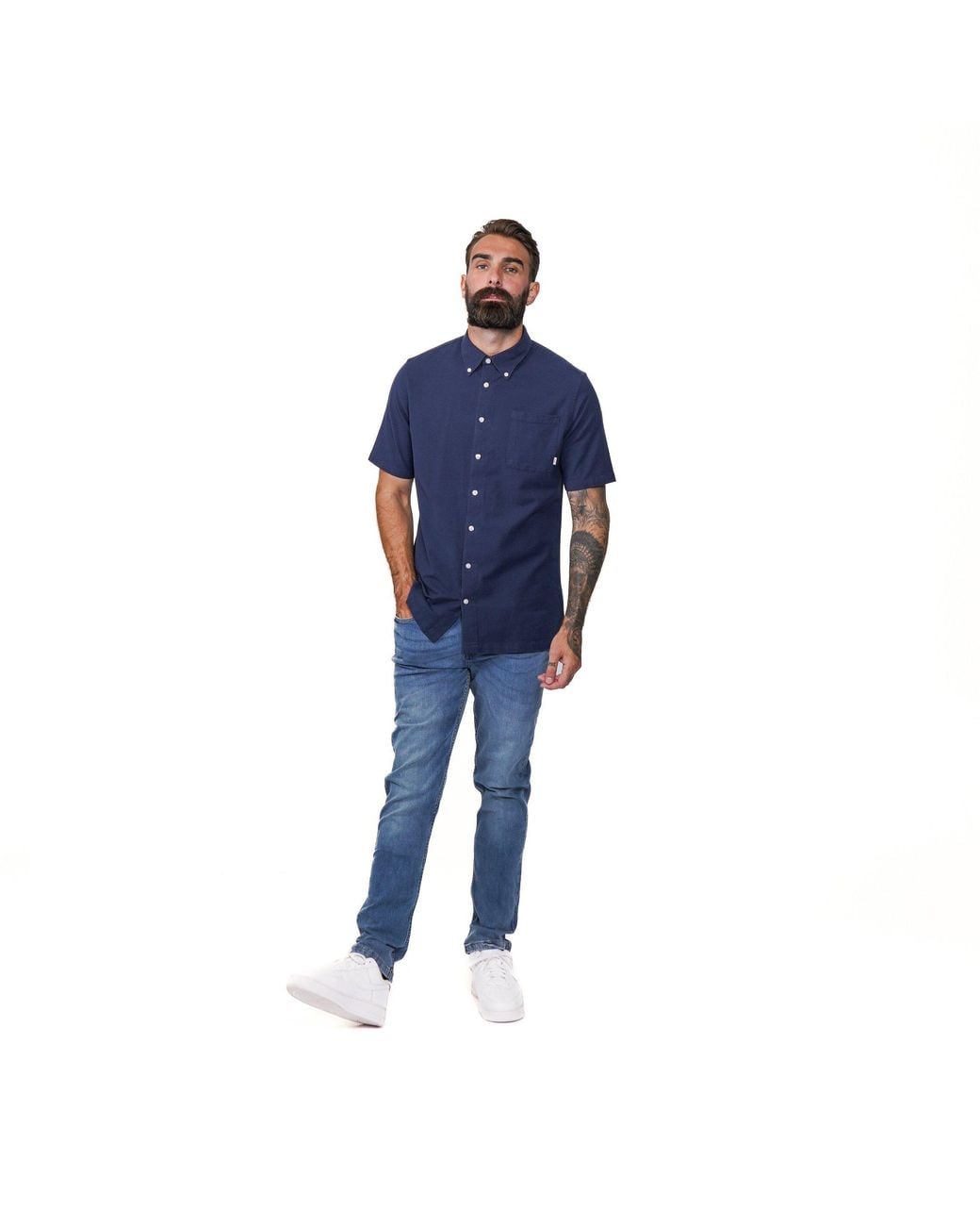 Firetrap Blue Classic Oxford Short Sleeve Shirt for men