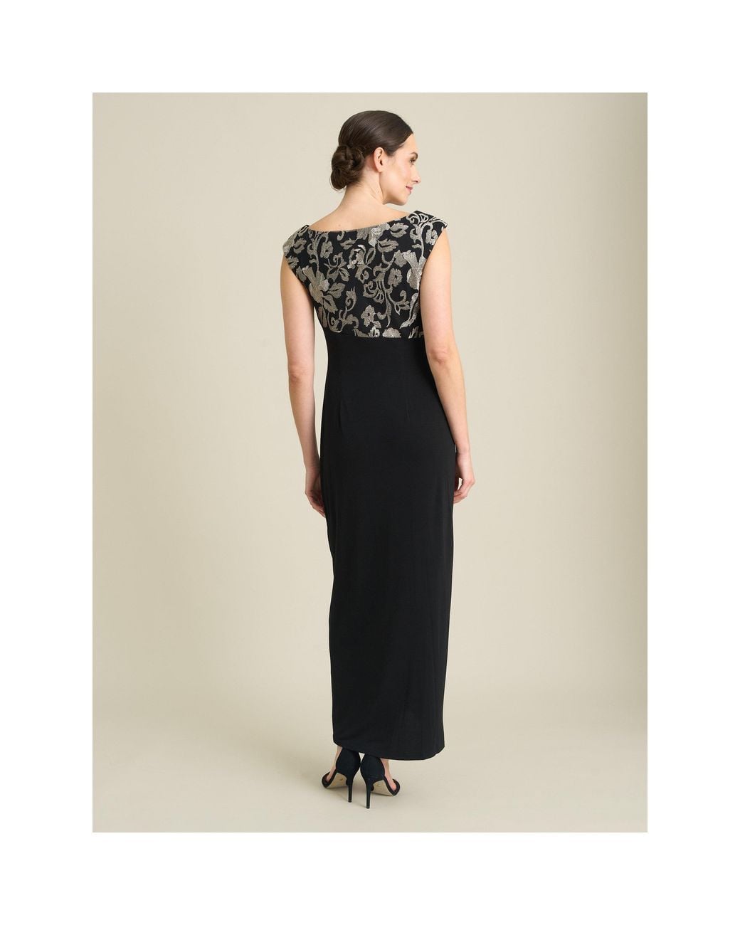 Gina Bacconi Natural Jelena Draped Maxi Dress
