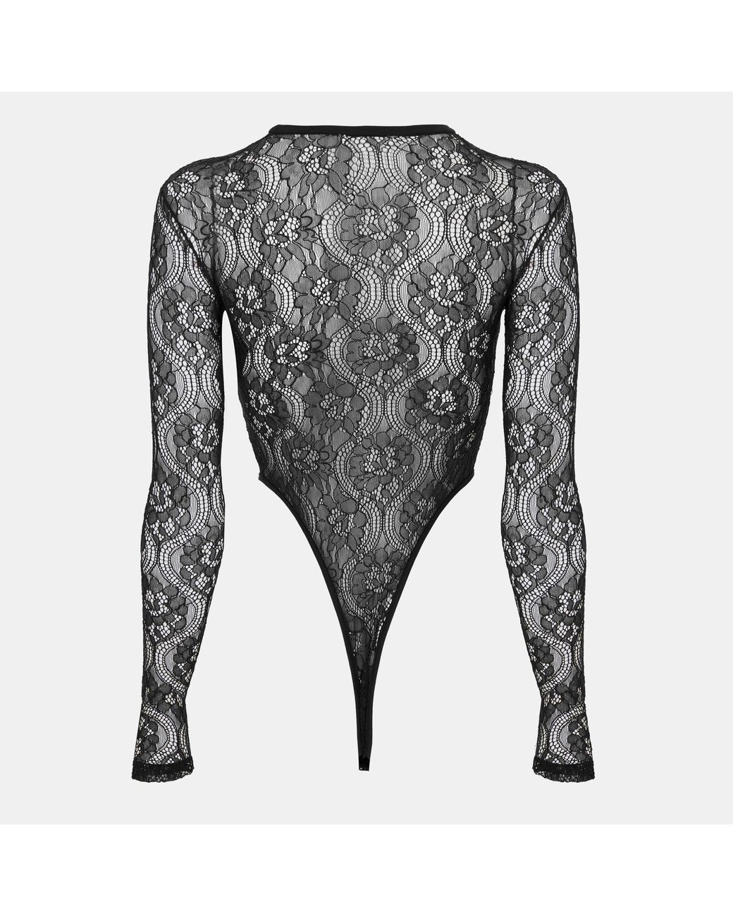 Palm Angels Gray Lace Bodysuit