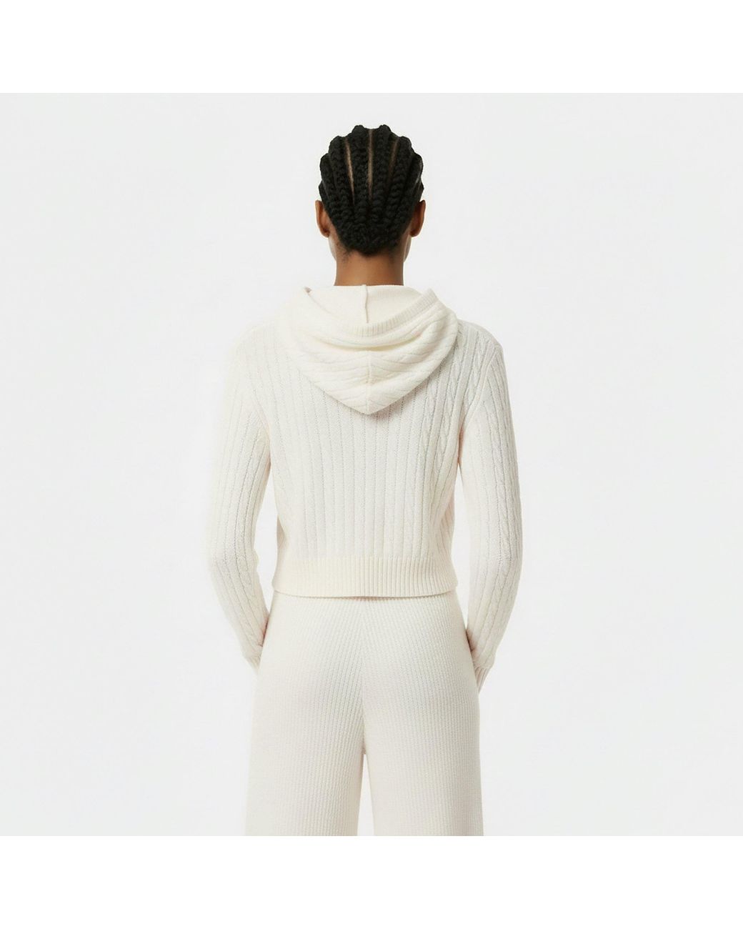 Jack Wills White Full Zip Cable Knit Jumper