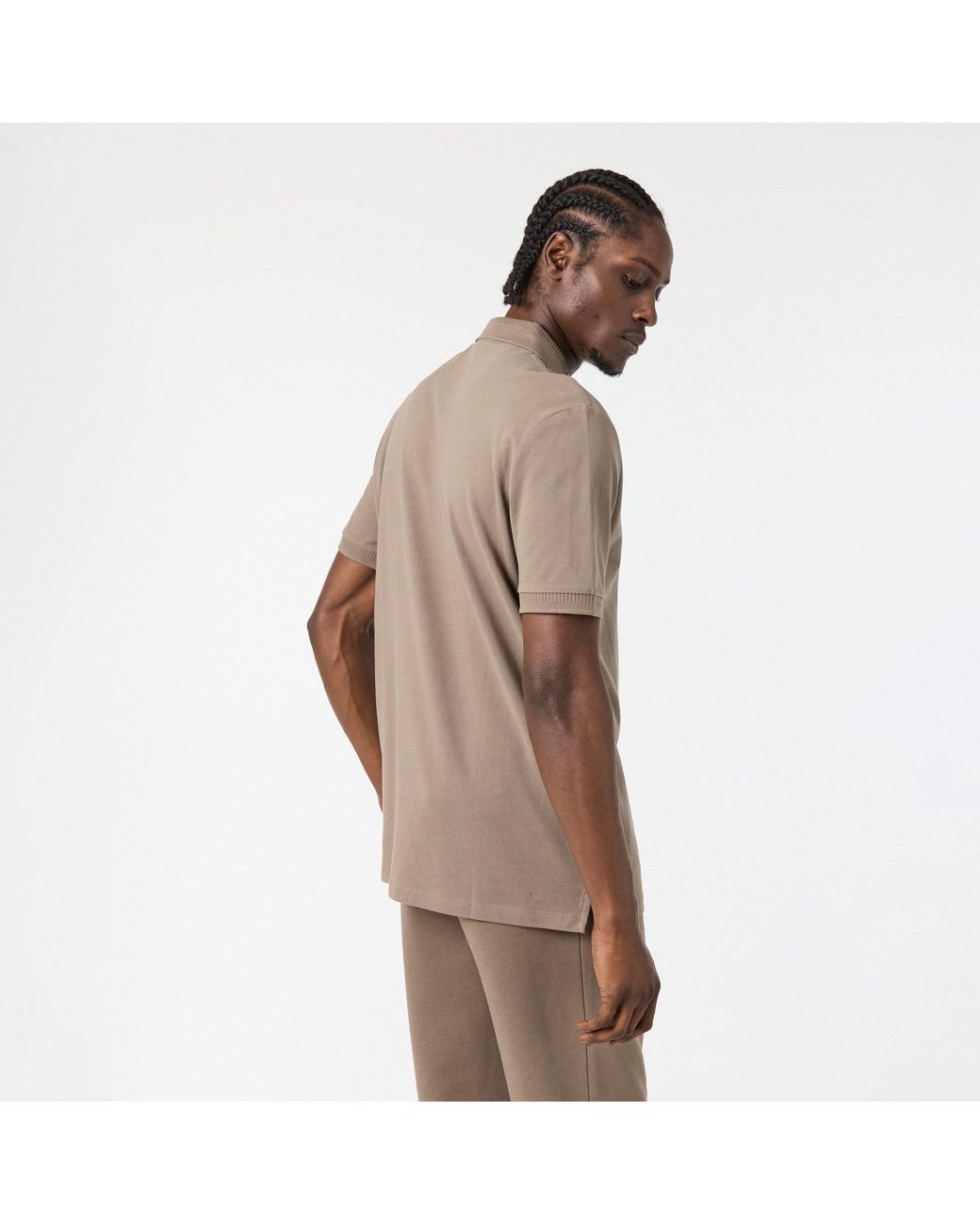 HUGO Brown Deruso Short Sleeve Polo Shirt With Logo Detail And Ribbed Collar for men