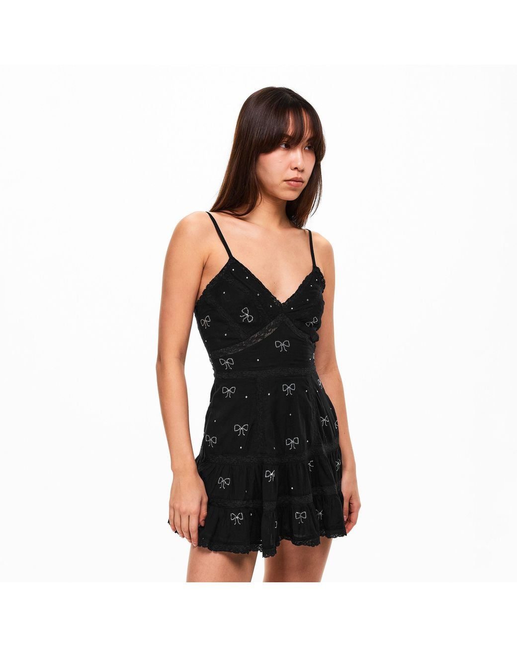 LoveShackFancy Black Solbina Mini Dress