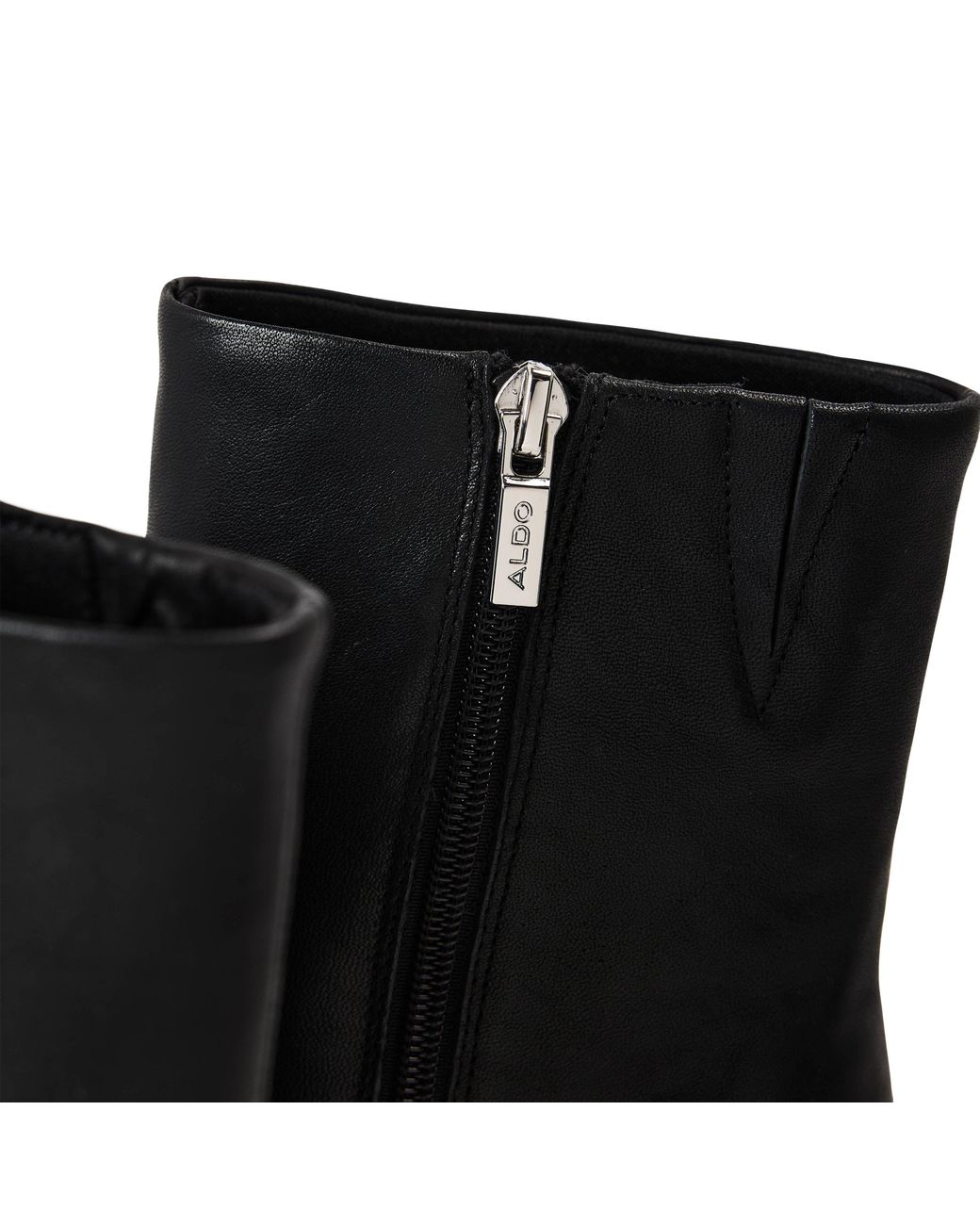 ALDO Black Bethina Leather Square-Toe Heeled Ankle Boots