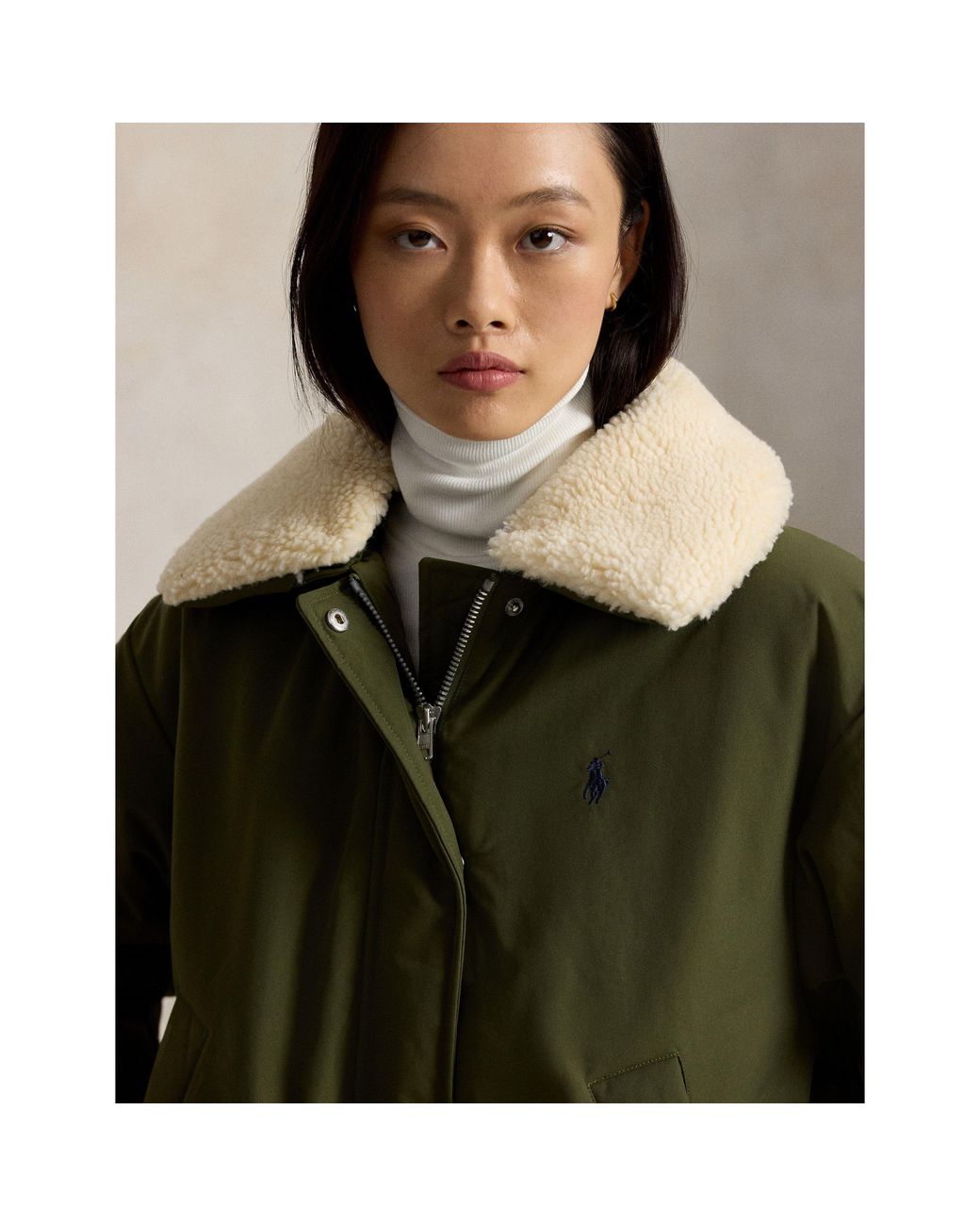 Polo Ralph Lauren Green Bomber Duck Down Full-Zip Short Puffer Jacket