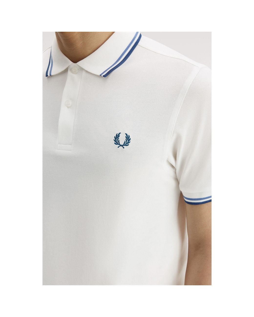 Fred Perry White Short Sleeve Twin Tipped Polo Shirt for men