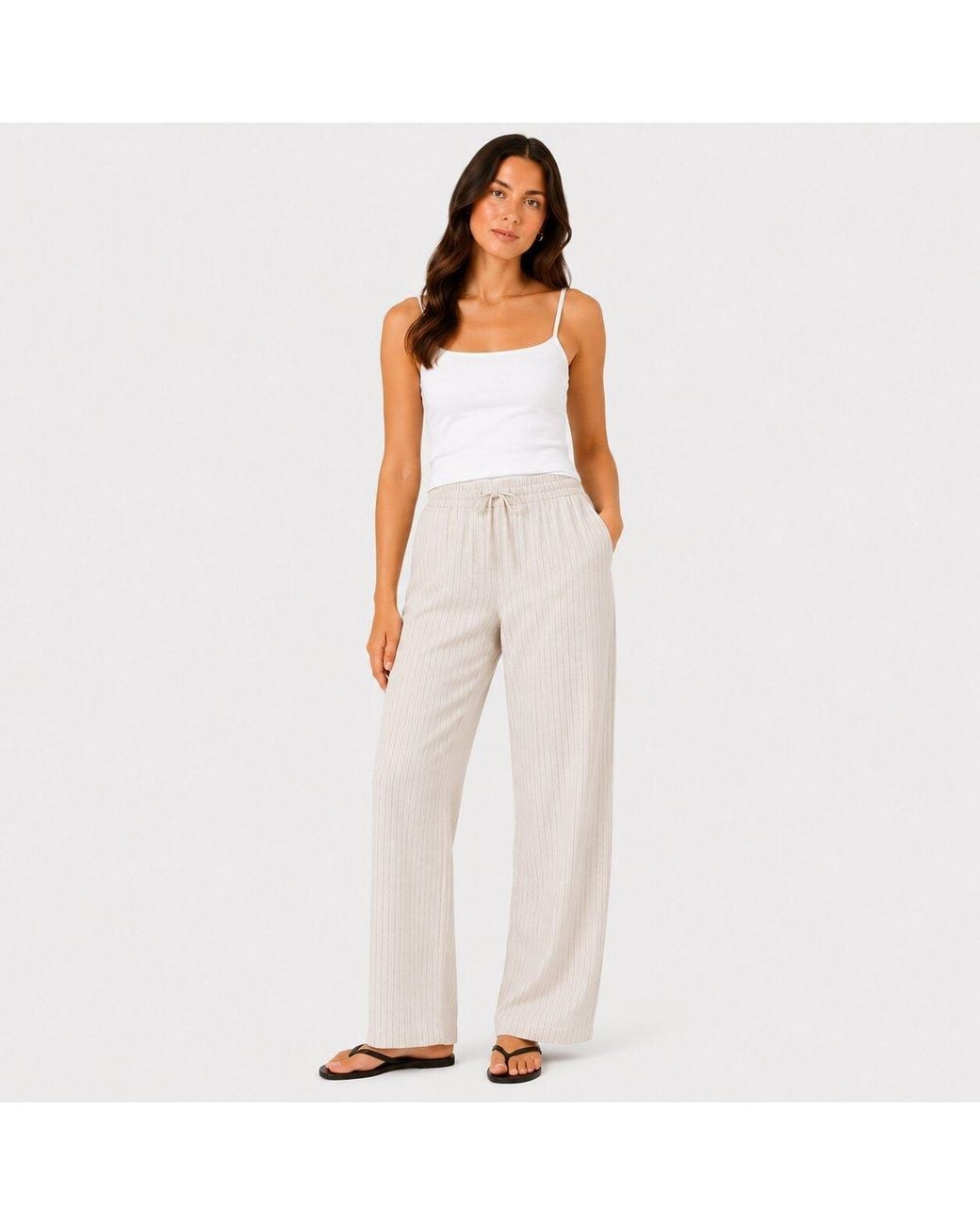 I Saw It First White Striped Straight Leg Trousers