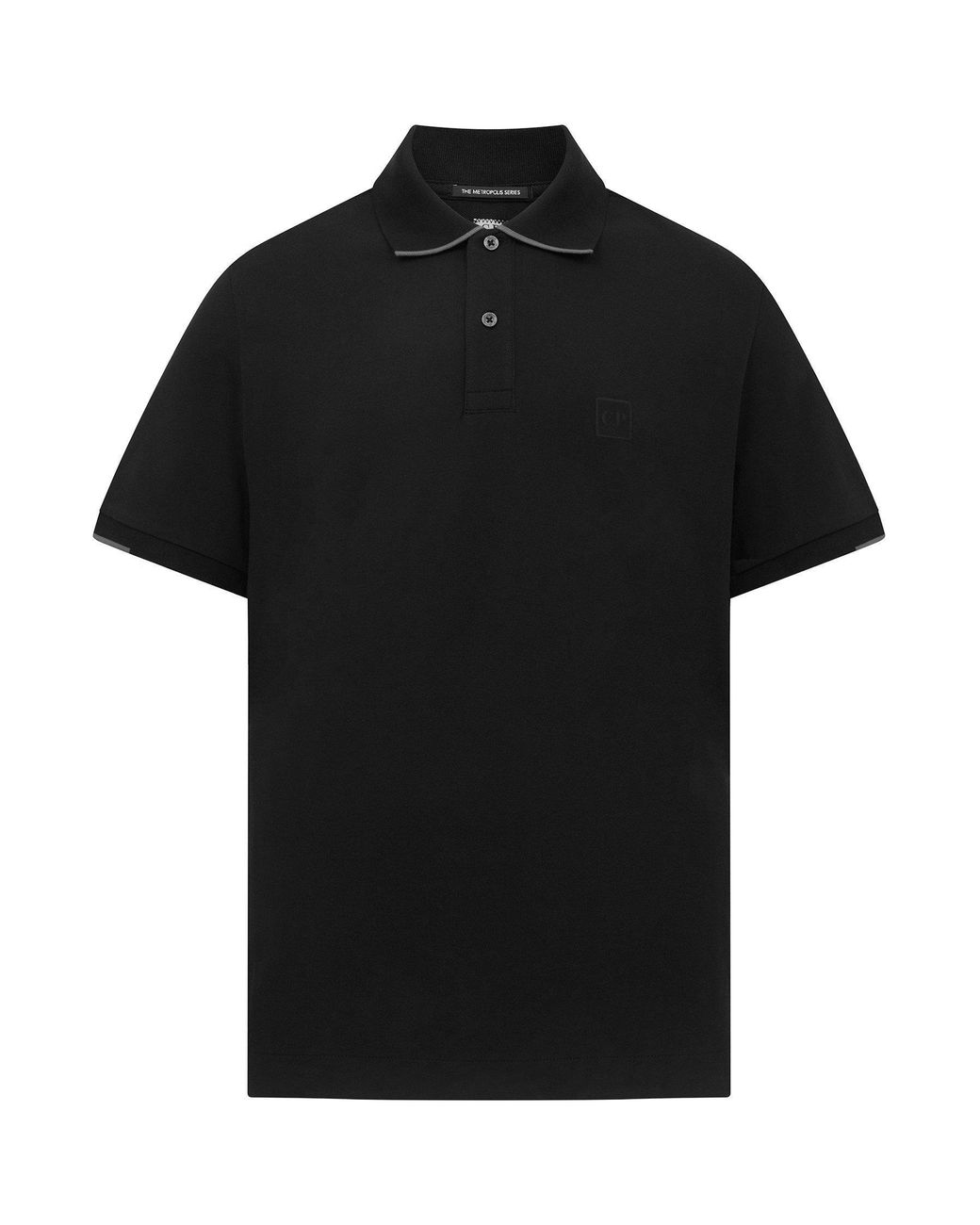 CP COMPANY METROPOLIS Black Short Sleeve Polo Shirt for men