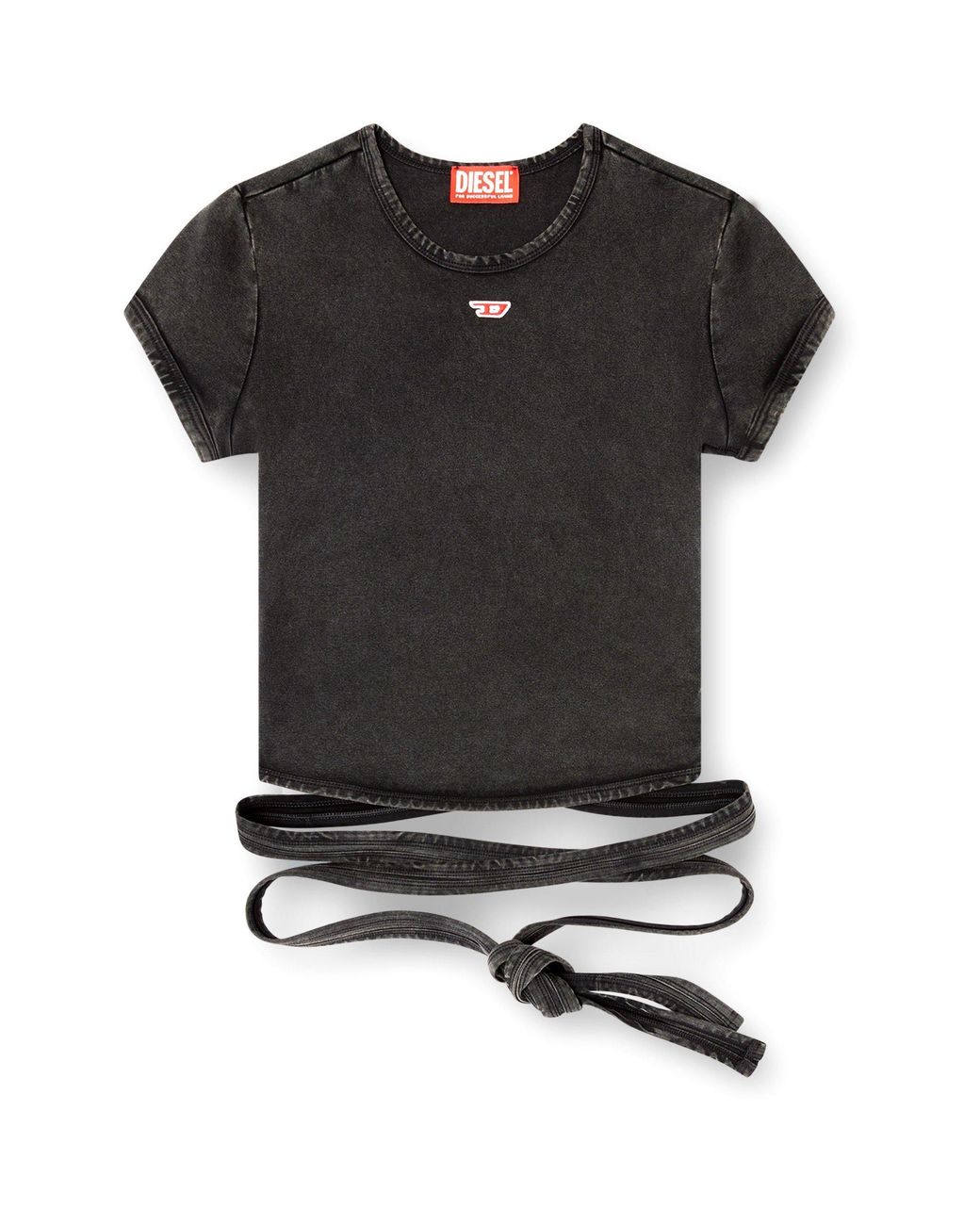 DIESEL Black Bunny Tail Cropped Cotton Short-Sleeve Slim-Fit T-Shirt