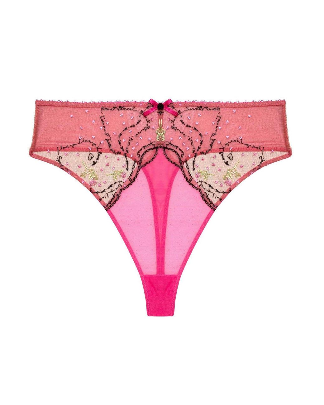Playful Promises Pink Spank Me & Nude Custom Embroidery High Waist