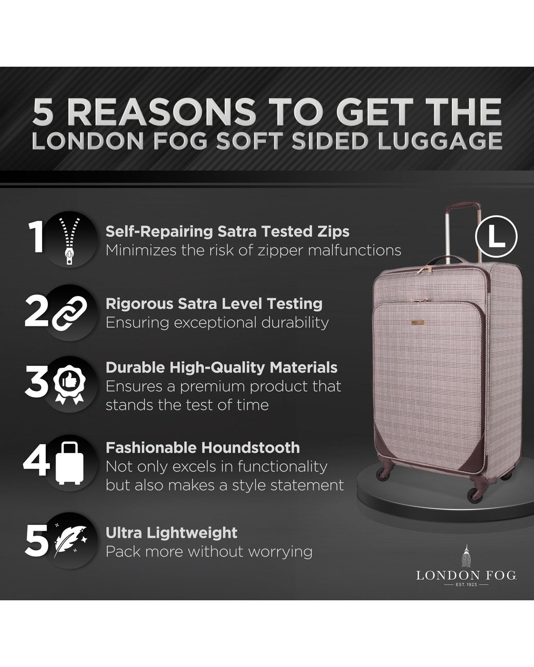 London Fog White The Newbury Soft Shell Hold Luggage And Cabin Case
