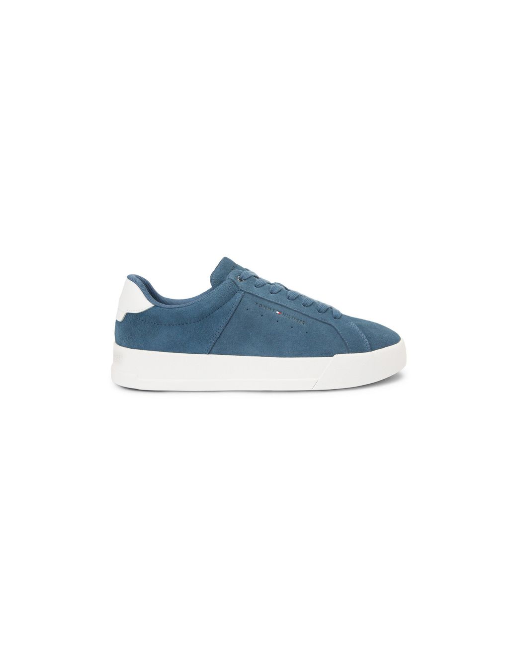 Tommy Hilfiger Blue Contrast Heel Suede Court Trainers for men