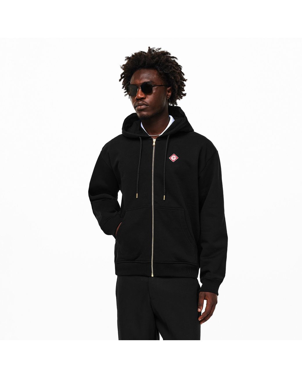 Casablanca Black Classic Logo Zip Hoodie for men