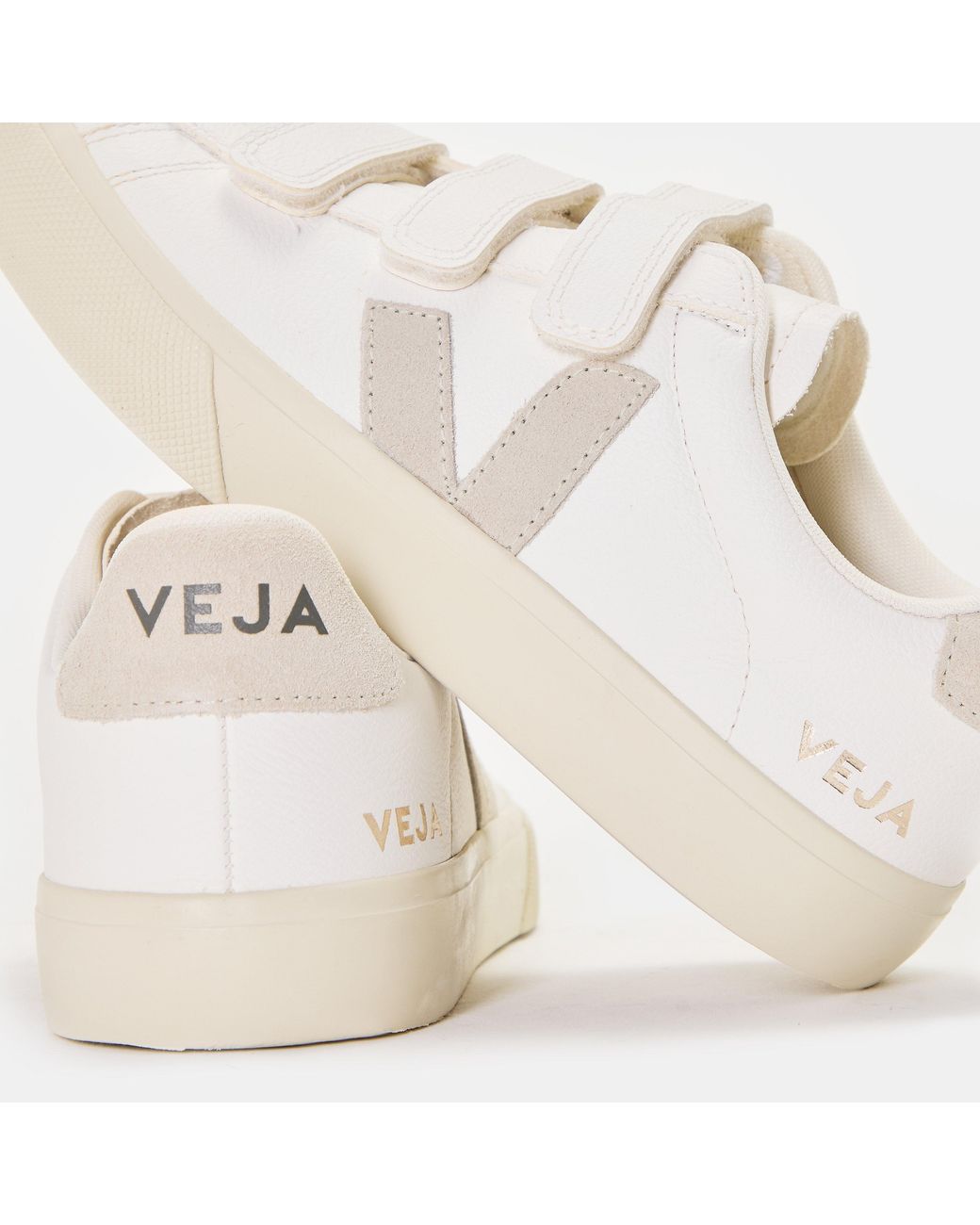 Veja White Recife Leather Velcro Court Trainers