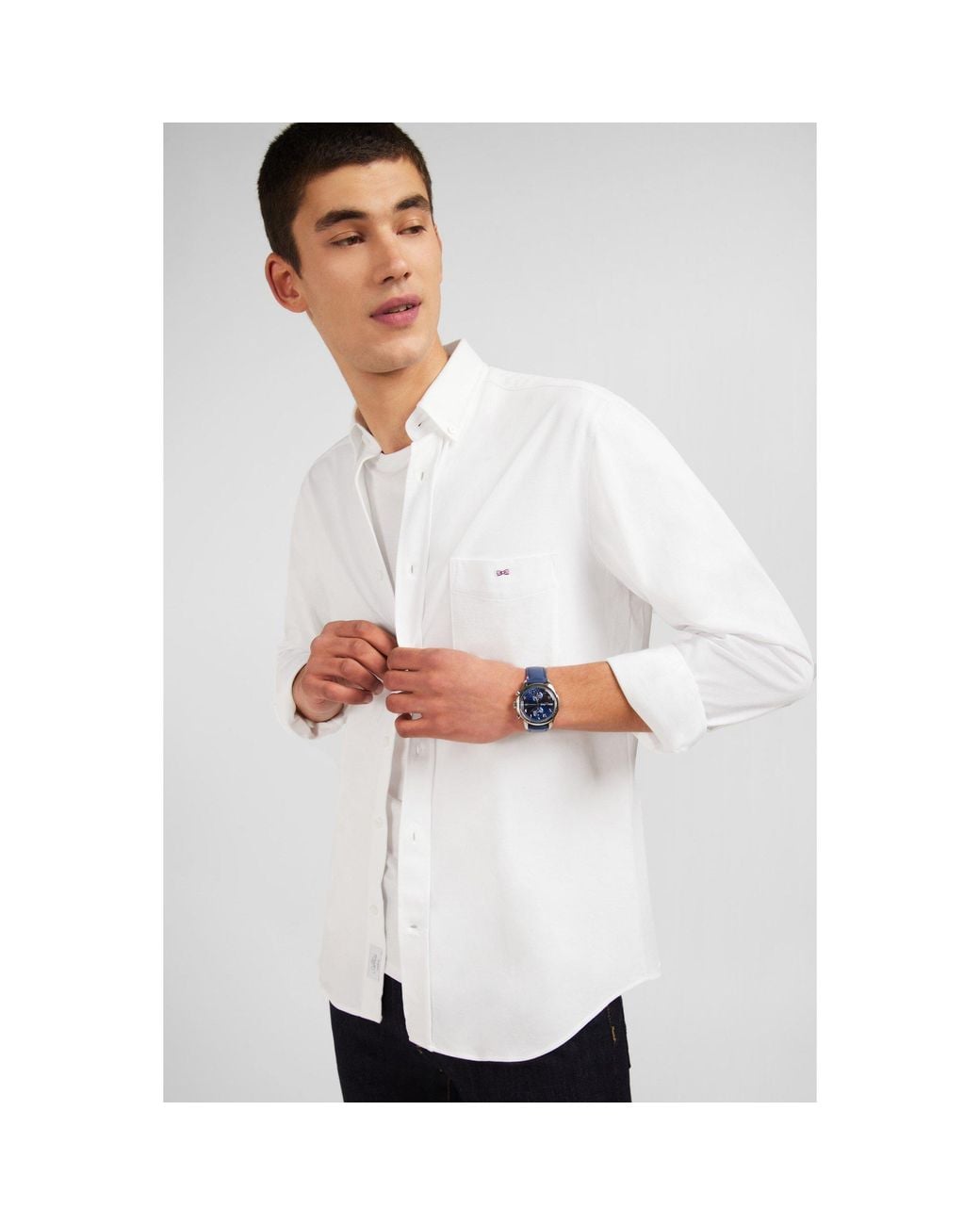 Eden Park White Pinpoint Cotton Shirt for men