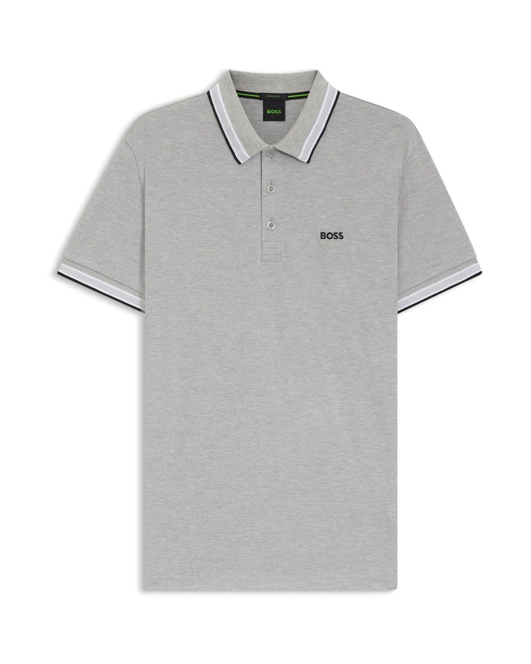 Boss Gray Performance Short Sleeve Polo Shirt With Logo Detail for men