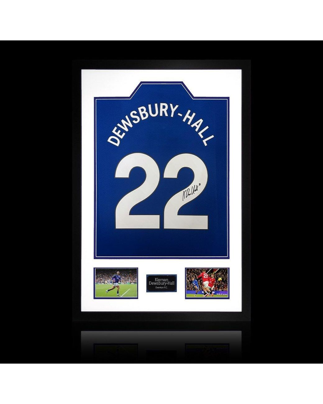 The Fan Cave Blue Kiernan Dewsbury-Hall Signed Everton Shirt Premium
