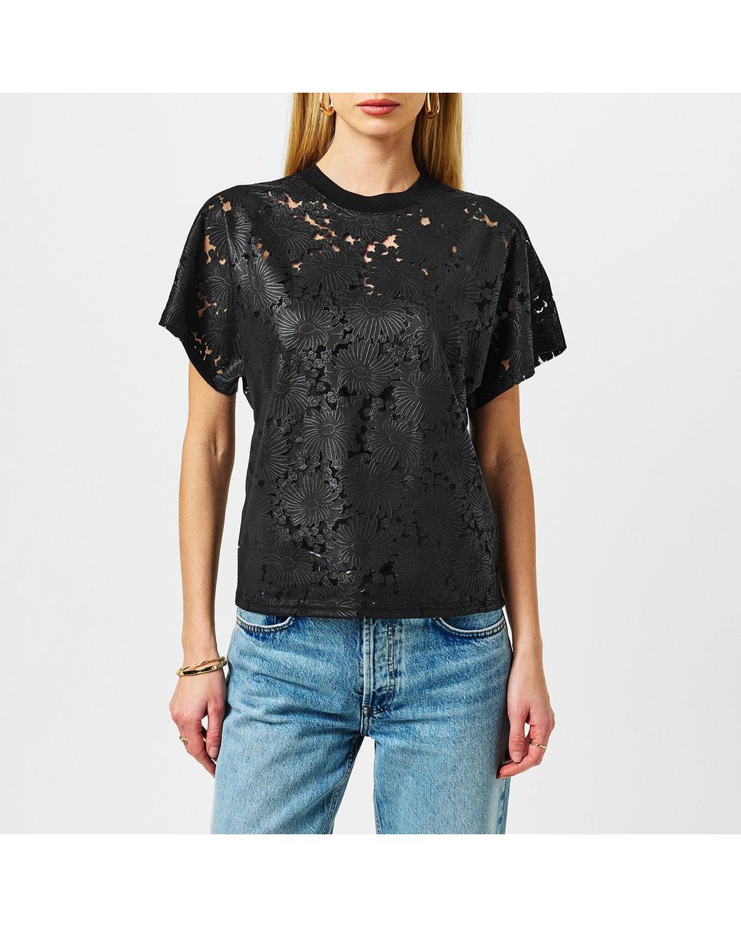 Ted Baker Black Maralo Floral Lace Relaxed T-Shirt