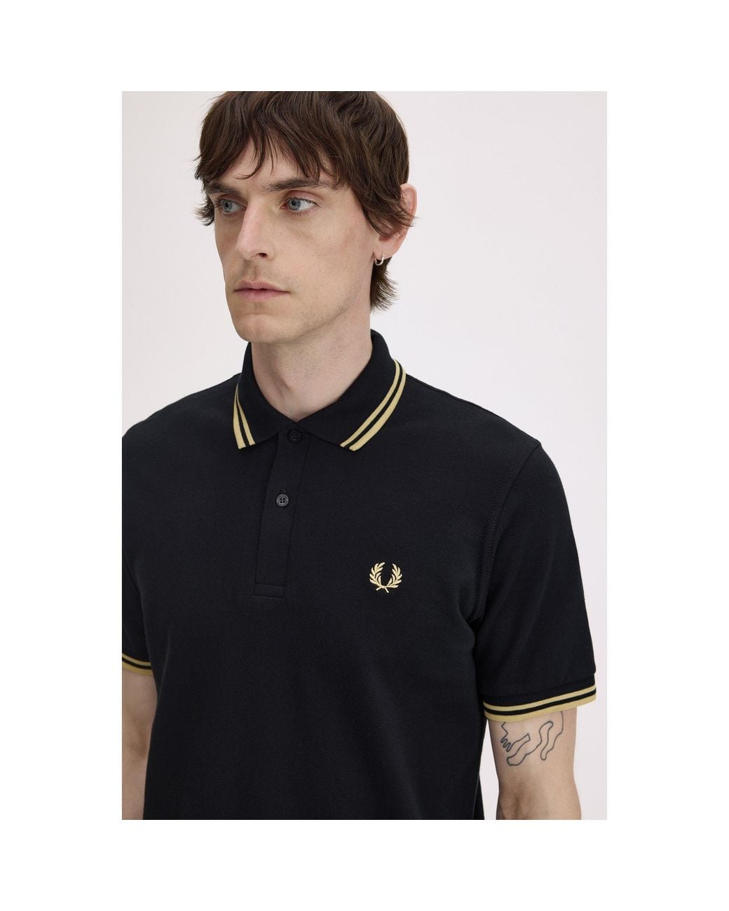 Fred Perry Black Mie Tip Short Sleeve Polo Shirt for men