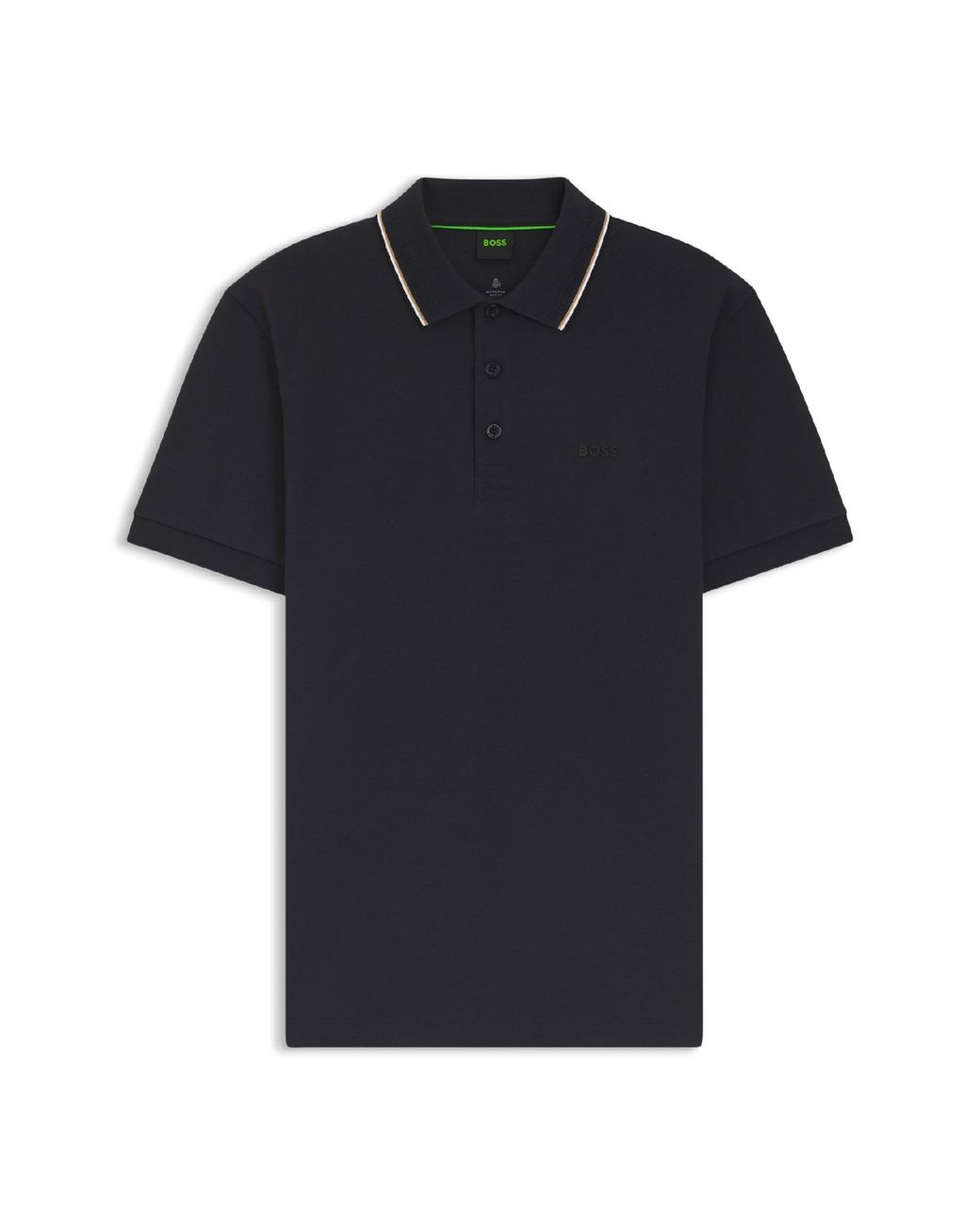 HUGO Black Birdie Paule Cotton Short-Sleeve Slim-Fit Performance Polo for men