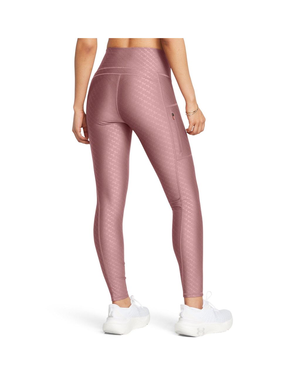 Under Armour Pink Emboss Heatgear Compression-Fit High-Waisted Leggings