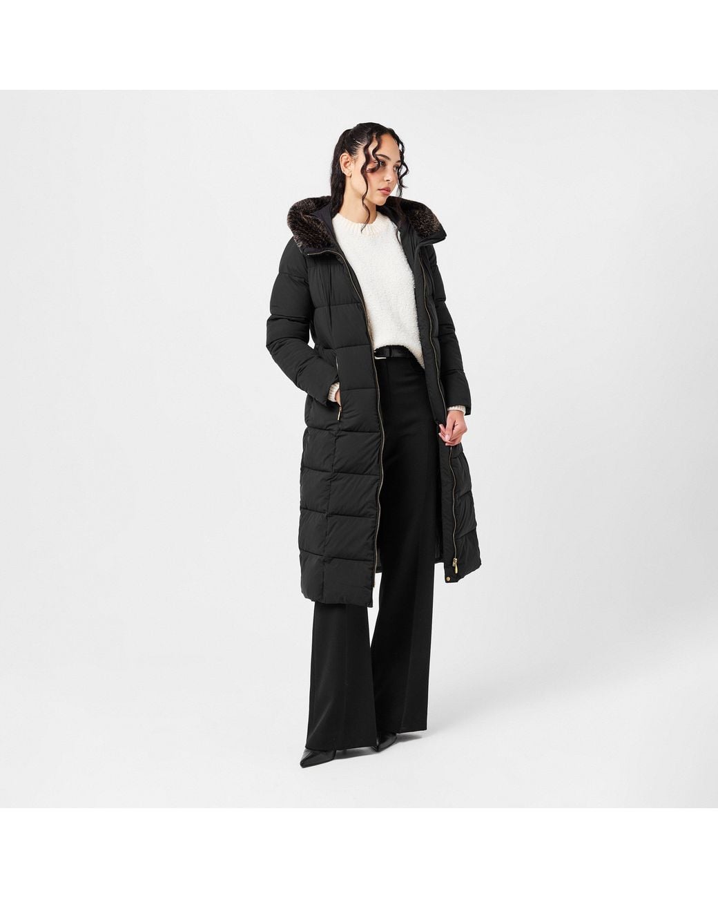Donna Karan Black Insulated Long Puffer Jacket