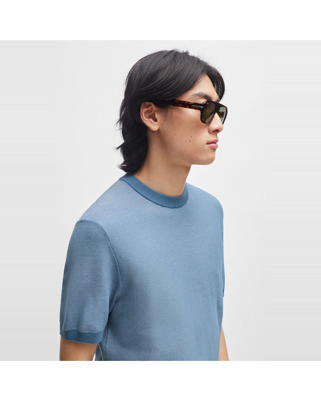 Boss Blue Tantino Knitted T-Shirt for men