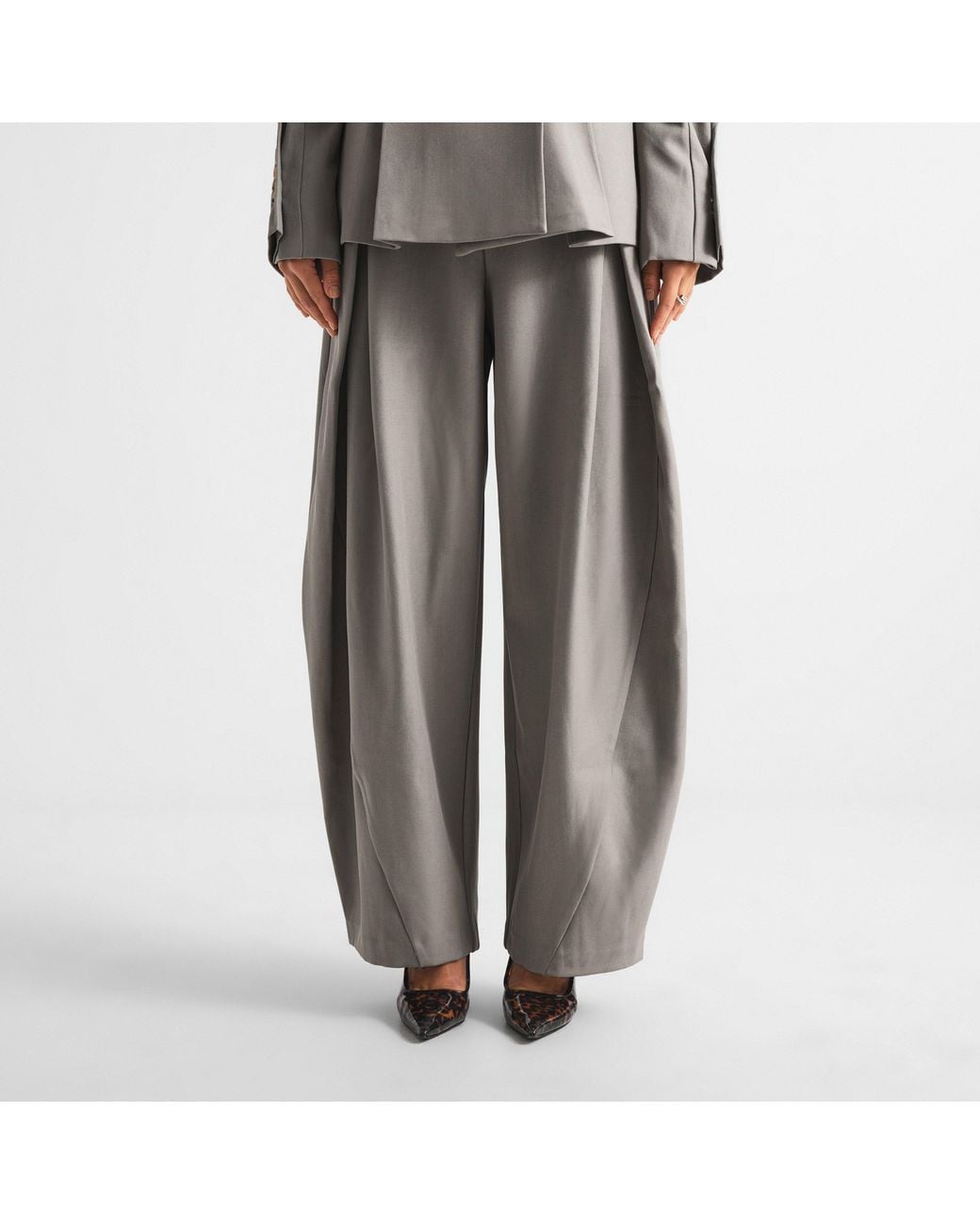 The Couture Club Gray Couture Pleat Trs Ld64