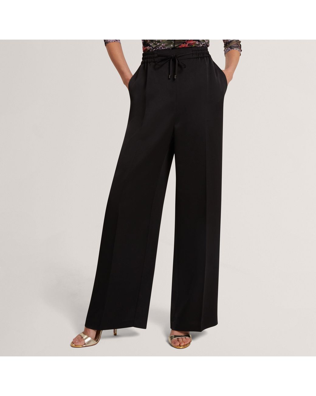 Ted Baker Black Ted Satin Wide Leg Trouser