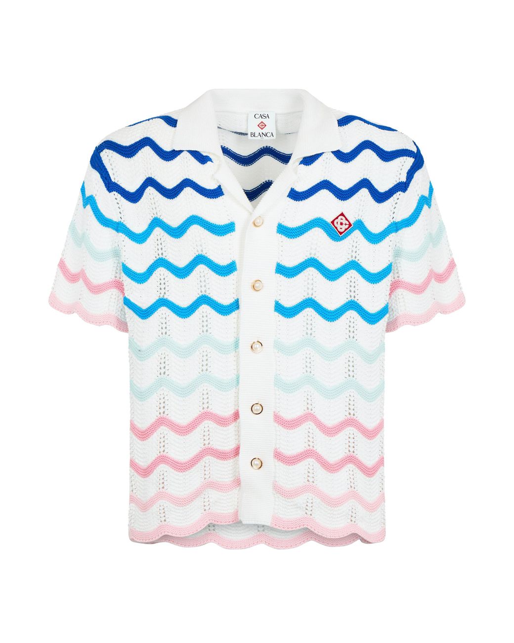 Casablanca Blue Gradient Wave Crochet Shirt for men