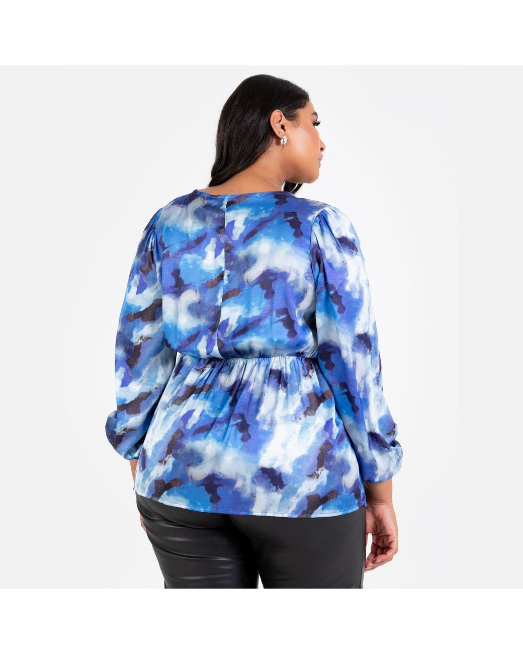 Lovedrobe Blue Satin Maxi Sleeve Wrap Top