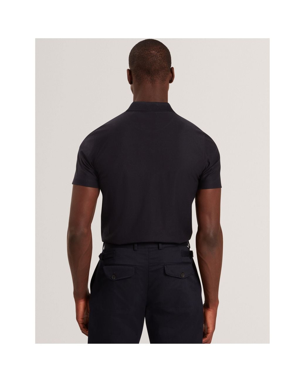 Ted Baker Blue Textured Zip Short Sleeve Polo Shirt for men