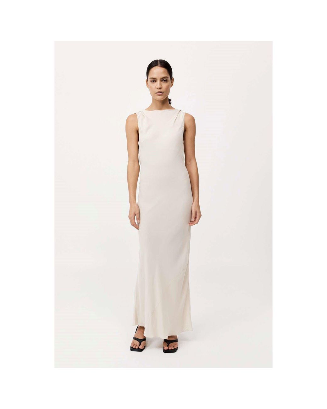 St. Agni White Draped Cowl Maxi Dress