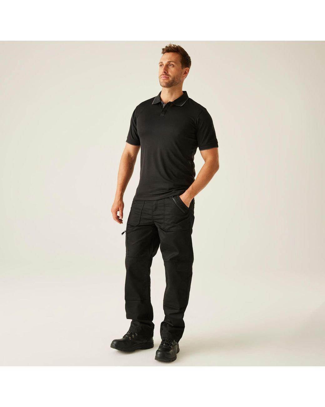 Regatta Black Navigate Short Sleeve Polo Shirt for men