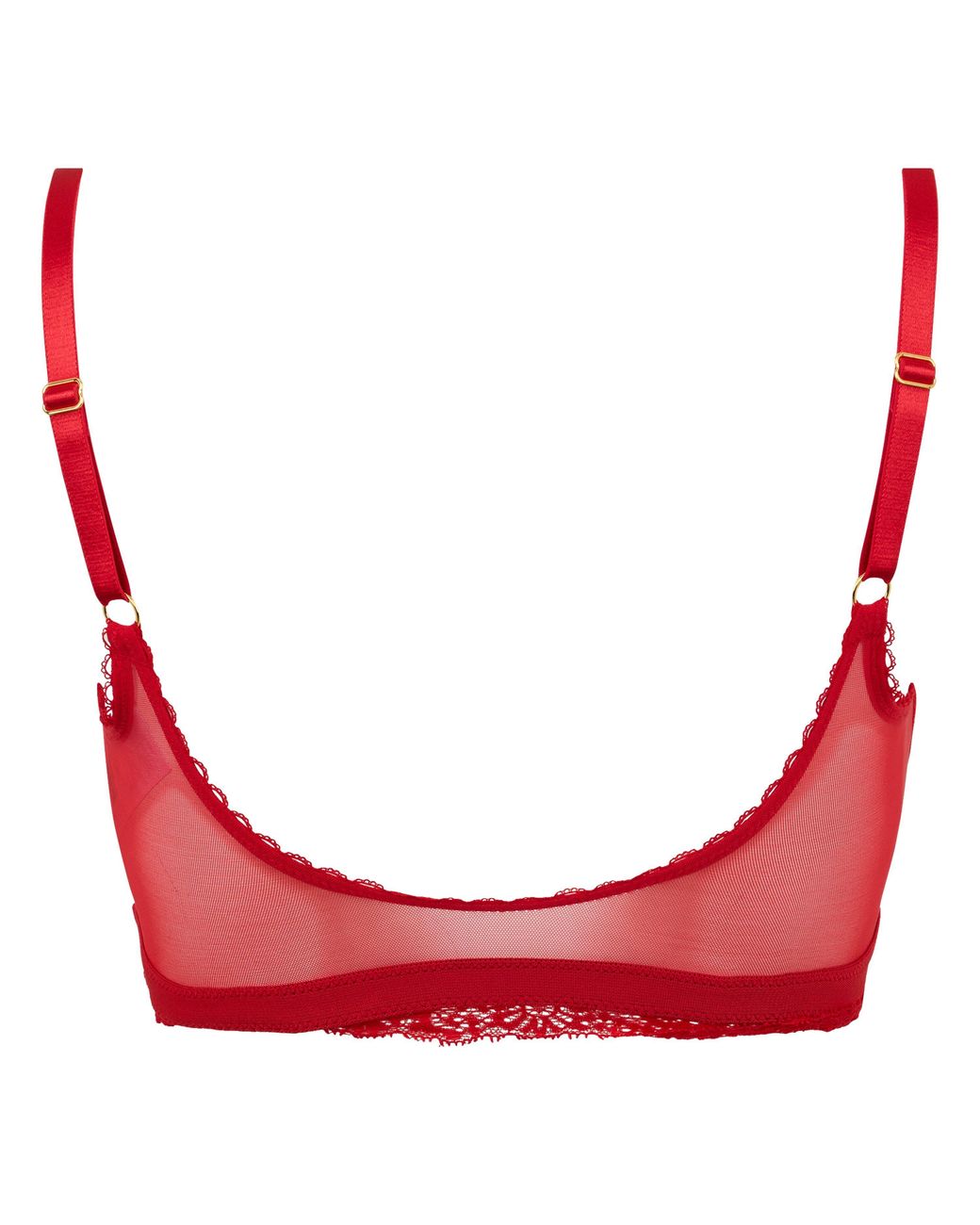 Adidas Originals Red Lace Bralette With Rubber Sealed Logo Front