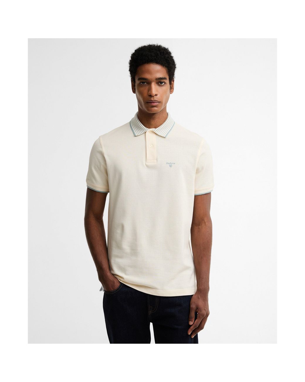 Barbour White Short Sleeve Polo Shirt for men