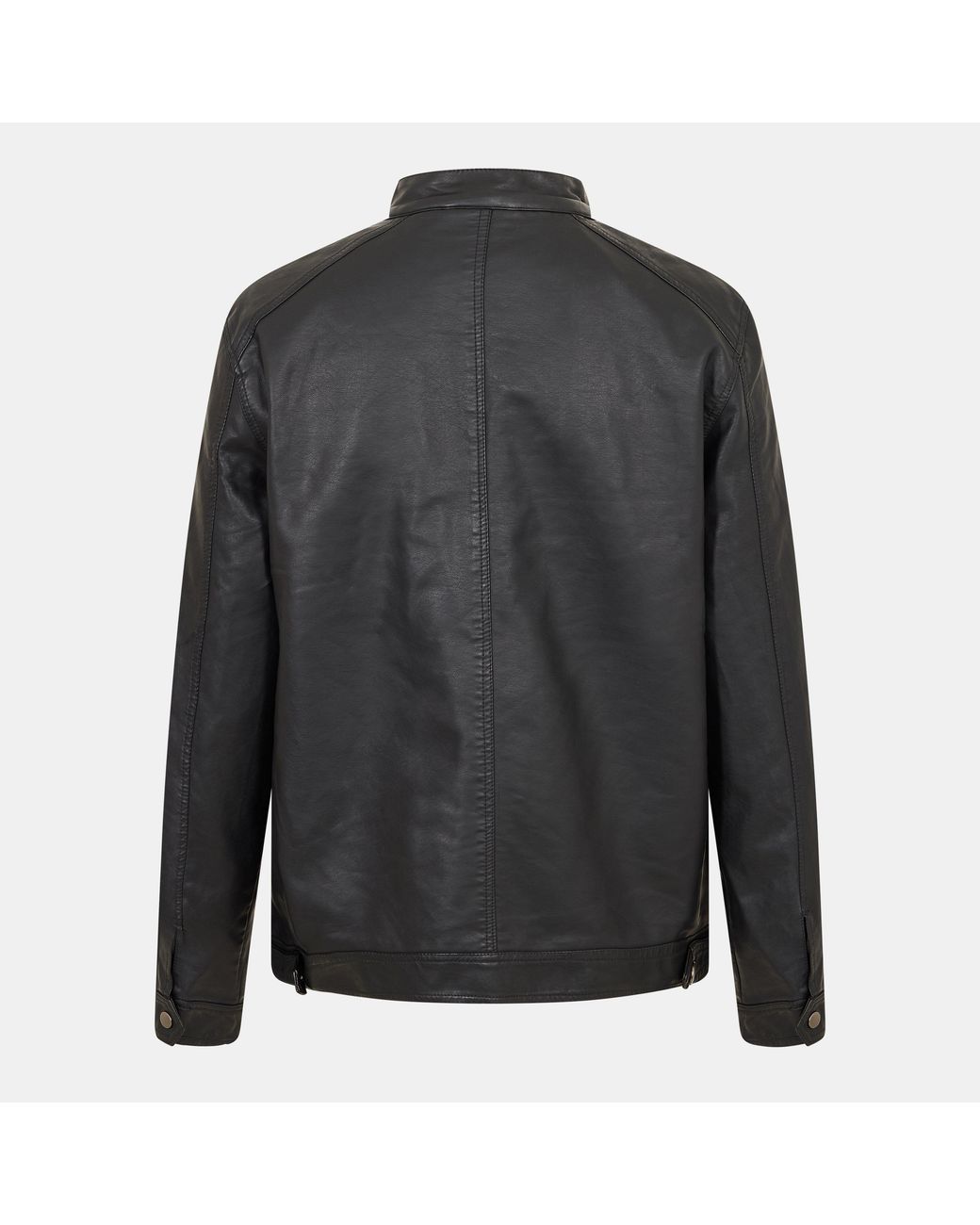 Brave Soul Black Faux Leather Jacket With Chest Pockets for men