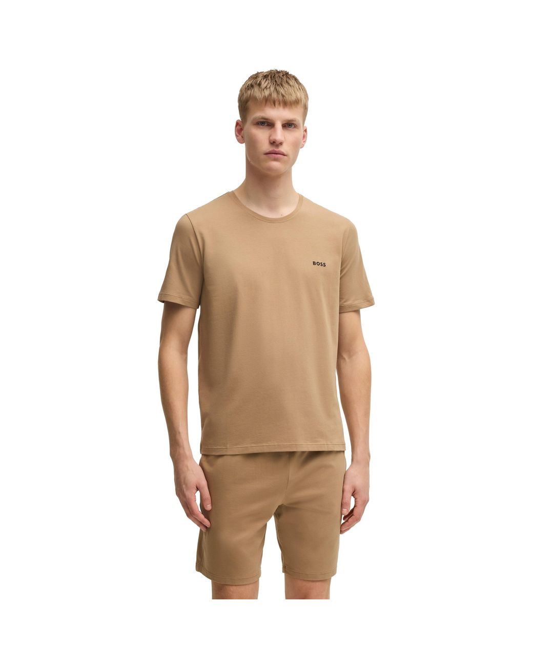 Boss Brown Bodywear Mix & Match Premium Cotton T-Shirt With Logo Detail for men