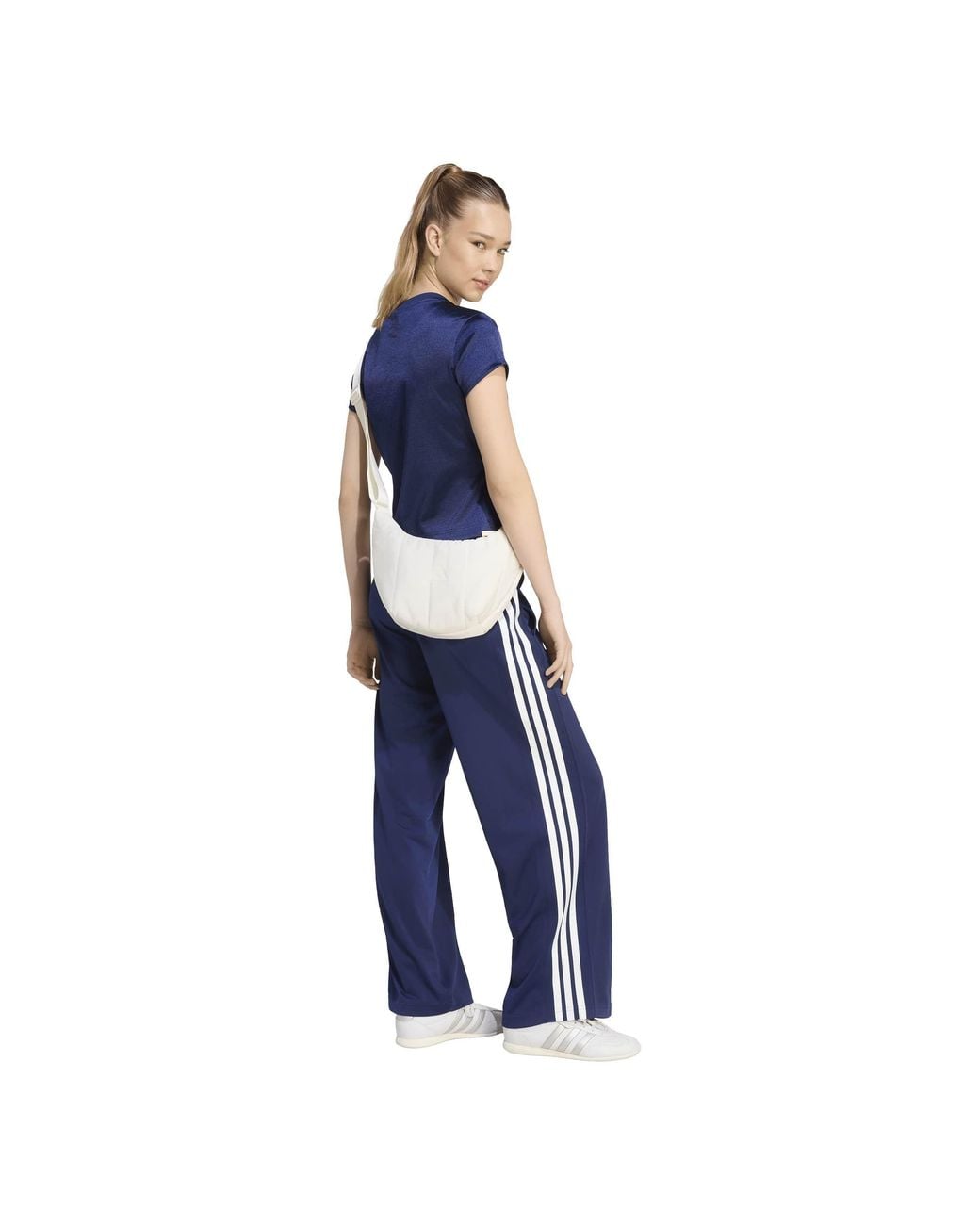 Adidas Blue Wl Polyester Relaxed-Fit Track Pants