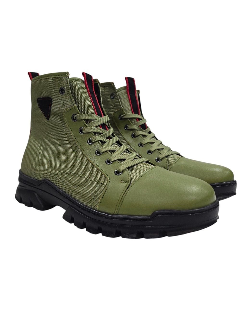 Firetrap Green Lucas Leather Ankle Lace Up Hiker Rugged Boots for men