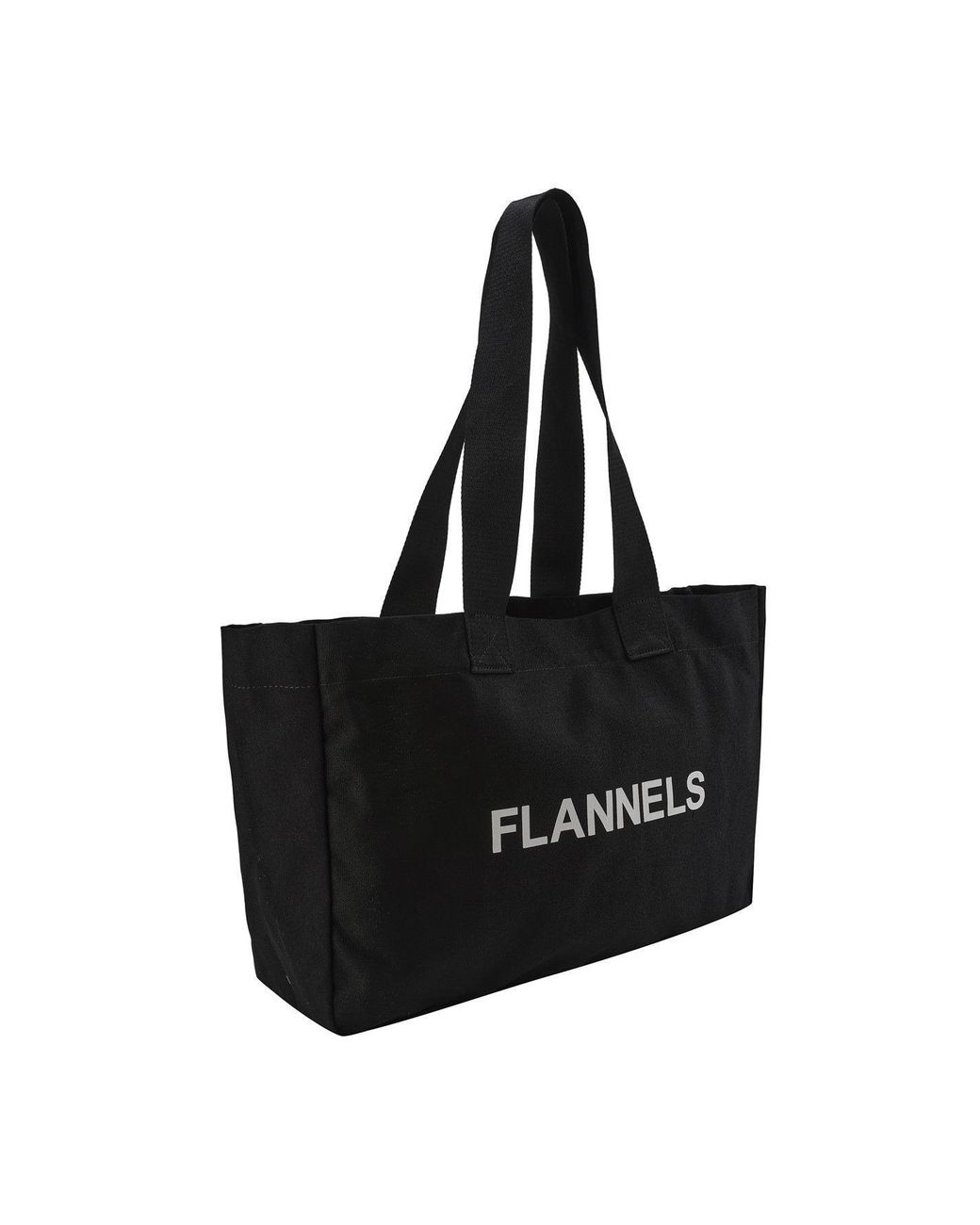 Flannels Black Canvas Logo Tote Bag