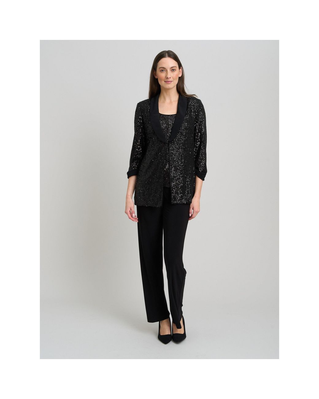 Gina Bacconi Black Jette Sequin Three Piece Trouser Suit