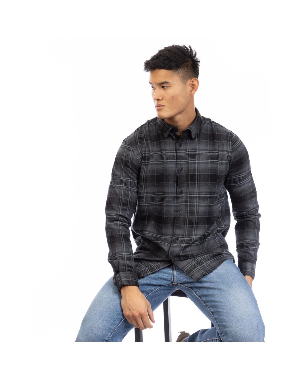 Peter Werth Black Cromer Long Sleeve Plain Shirt for men