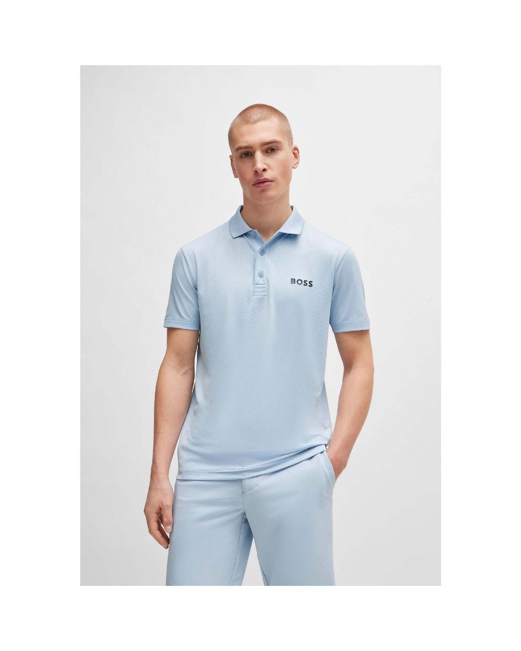 Boss Blue Paddytech Contrast Logo Polo Shirt for men
