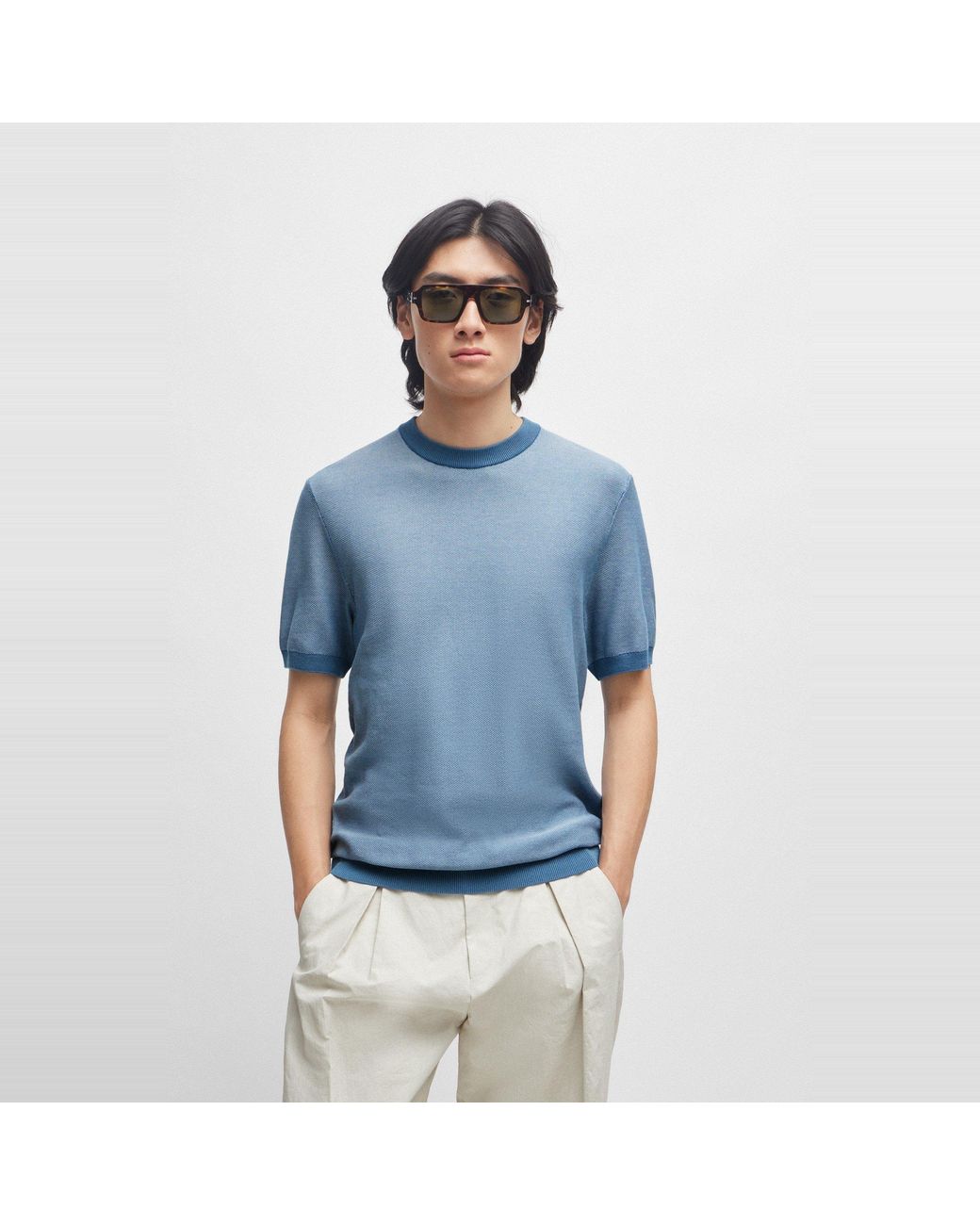 Boss Blue Tantino Knitted T-Shirt for men
