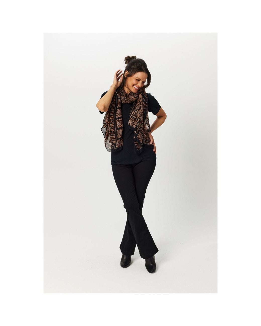 Biba Brown Blair Logo Scarf