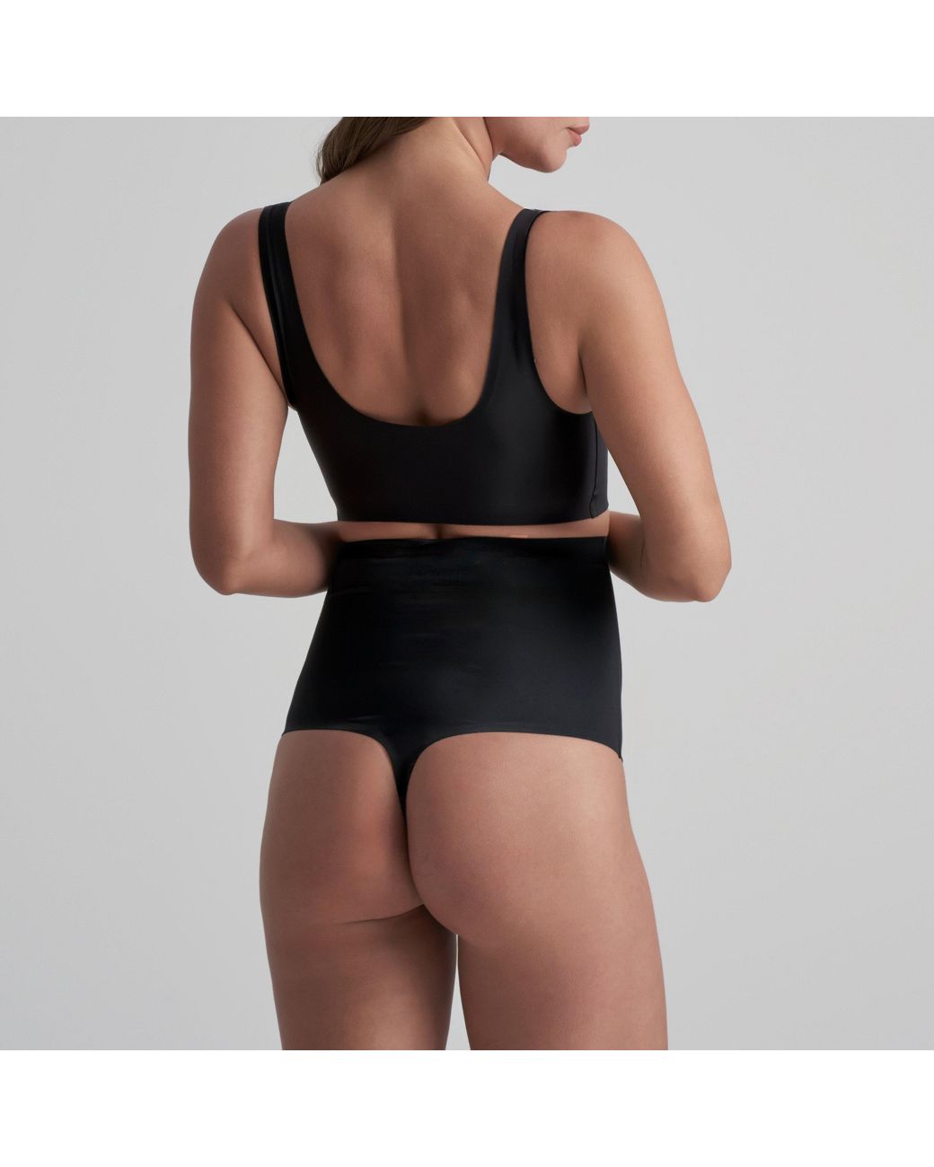 Bye Bra Black Invisible High Waist Thong With Light Control