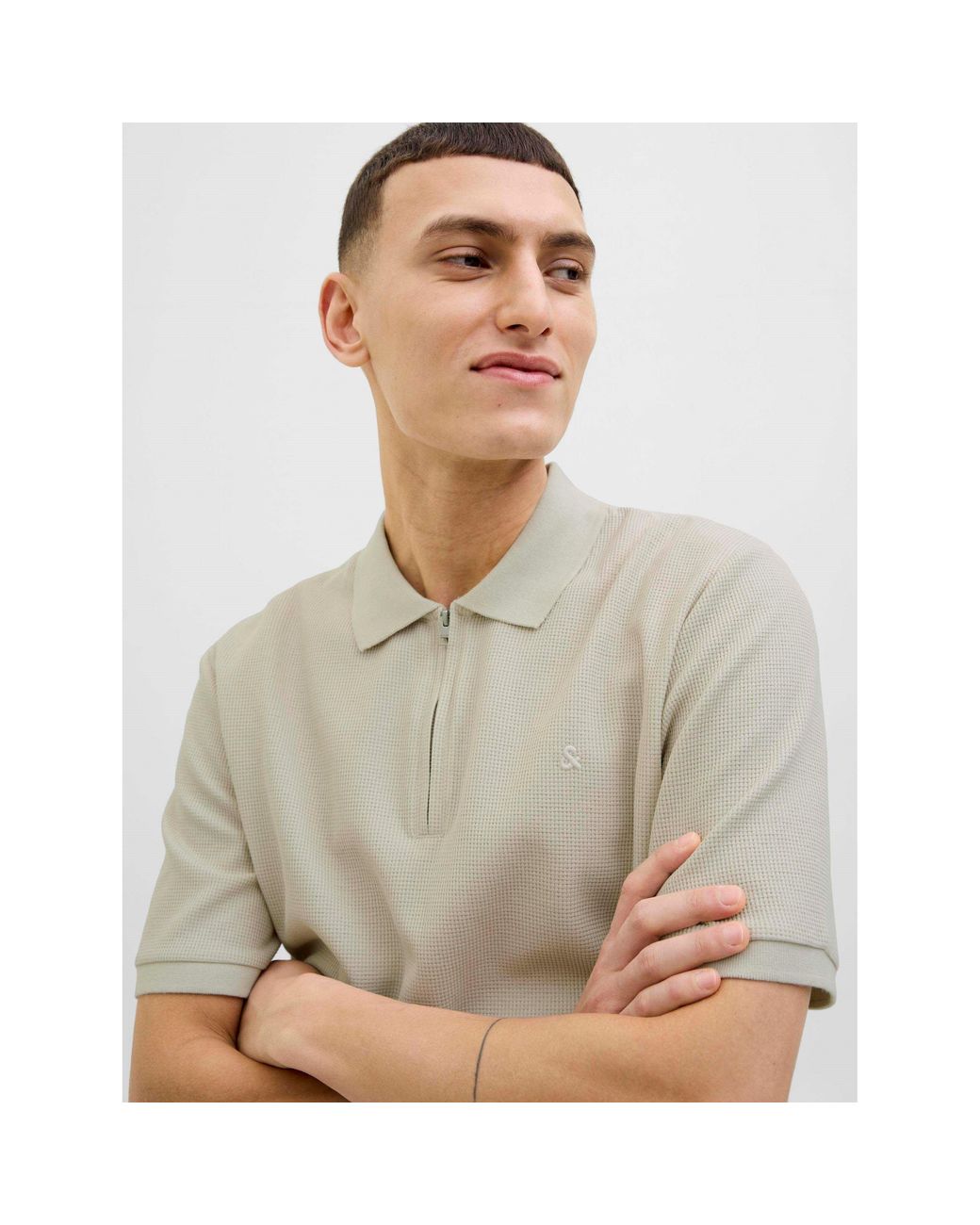 Jack & Jones Natural Austin Zip Polo for men