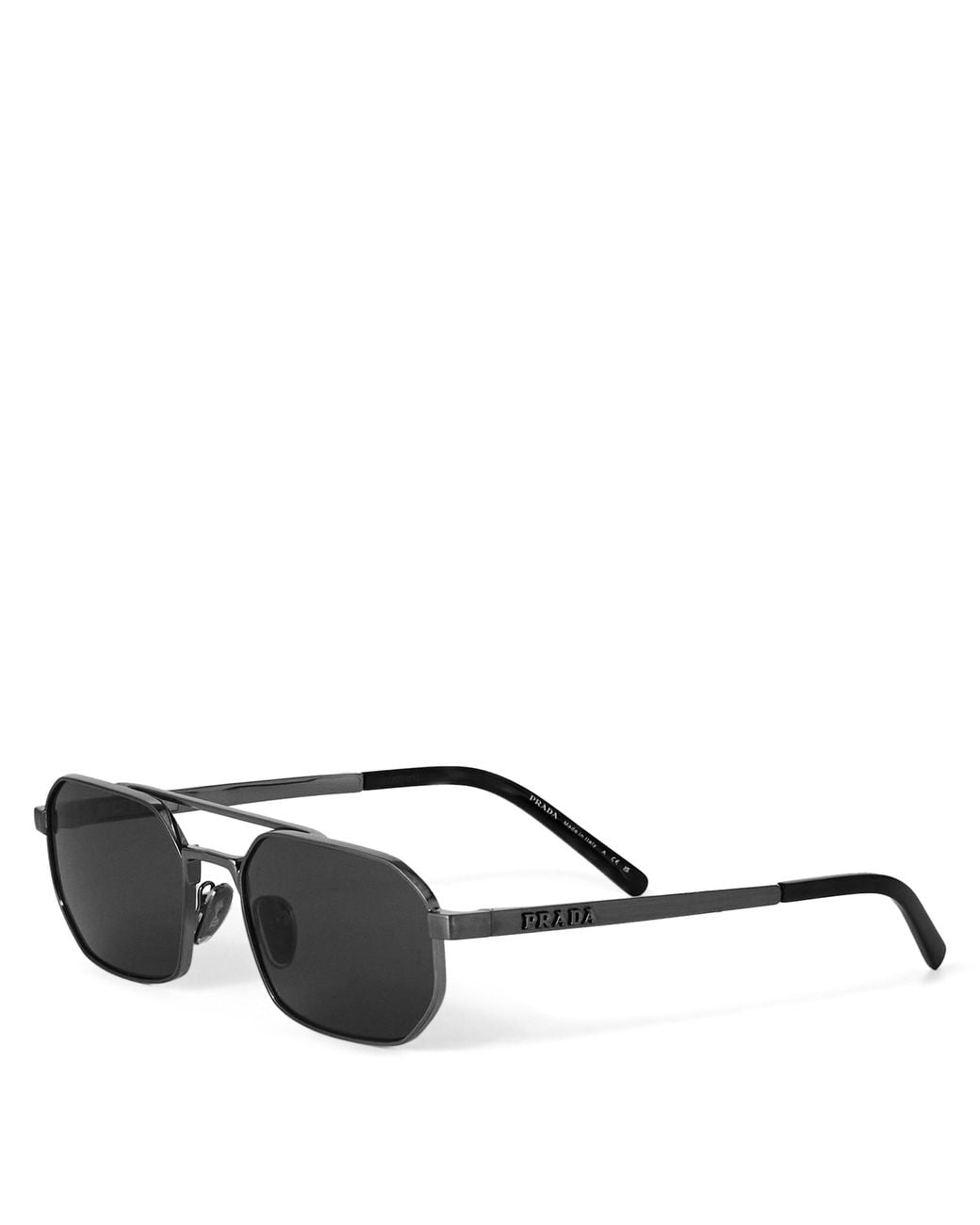 Prada Black Stainless Steel Aviator Sunglasses for men