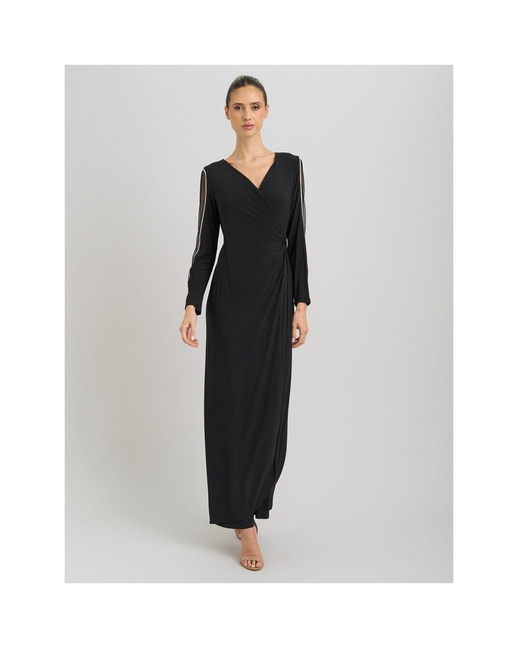 Gina Bacconi Black Stefanie Long Sleeve Maxi Dress